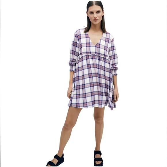 ZARA PLAID MINI DRESS - Picture 5 of 6